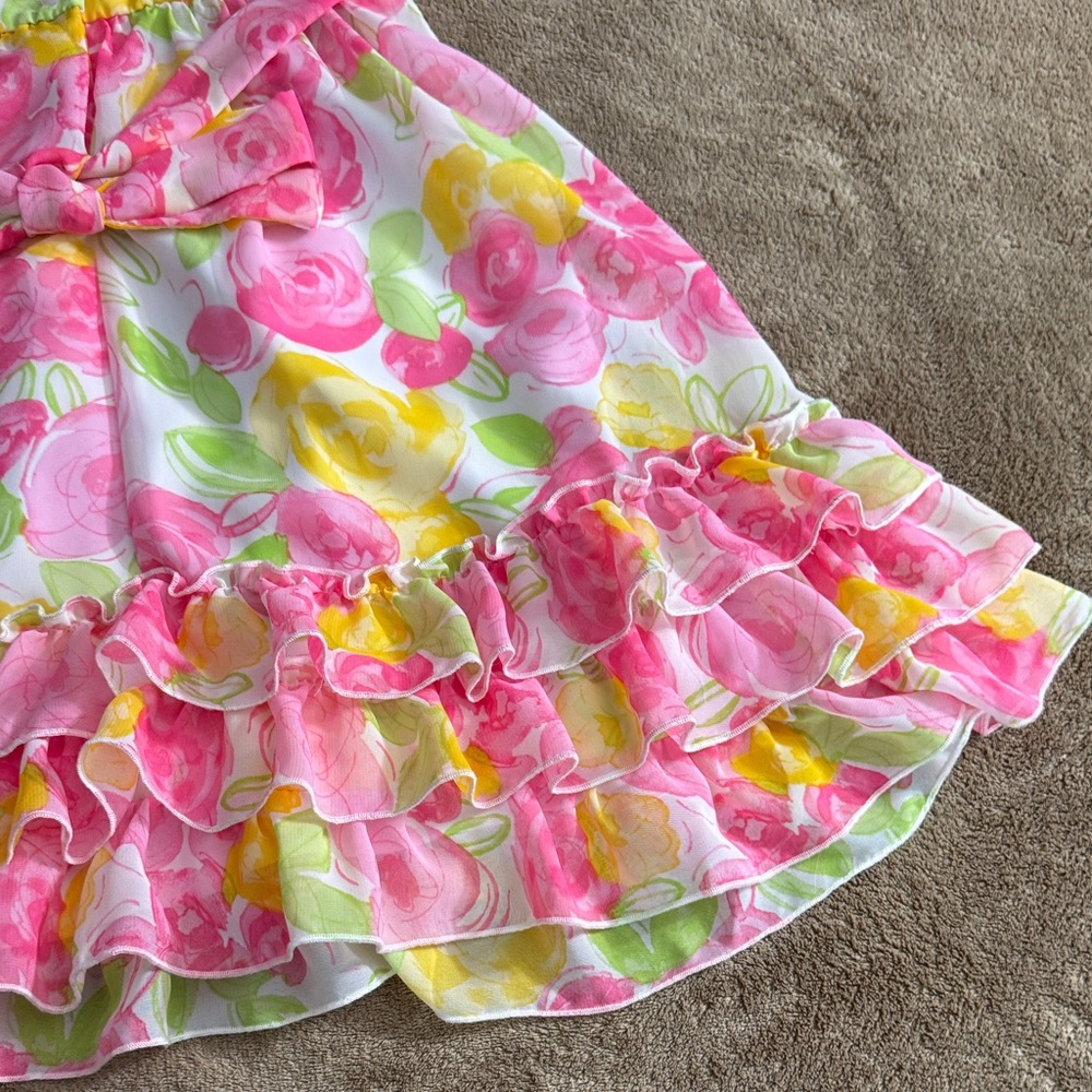 Jona Michelle Spring Floral Ruffle Dress with Flower Accent - Size 6 Girls - Picture 15 of 15